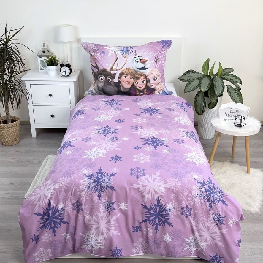 Disney Frozen rozā-violeta gultasveļas komplekts 140√ó200cm, 70√ó90cm