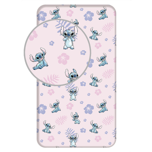 Disney Lilo un Stitch rozā palags ar gumiju 90x200 cm