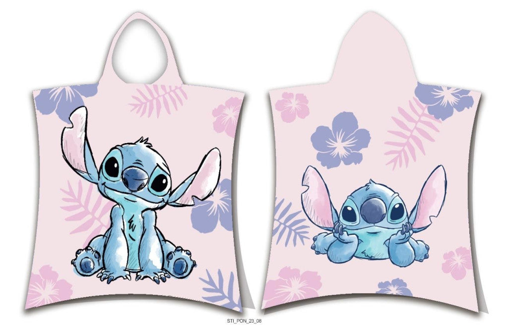 Disney Lilo un Stitch rozā pludmales dvieļu pončo 50x115 cm