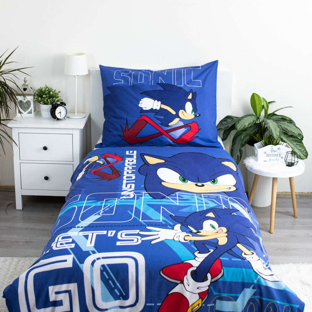 Sonic the Hedgehog: Aiziet! Sonic the Hedgehog gultasveļas komplekts 140√ó200cm, 70√ó90cm