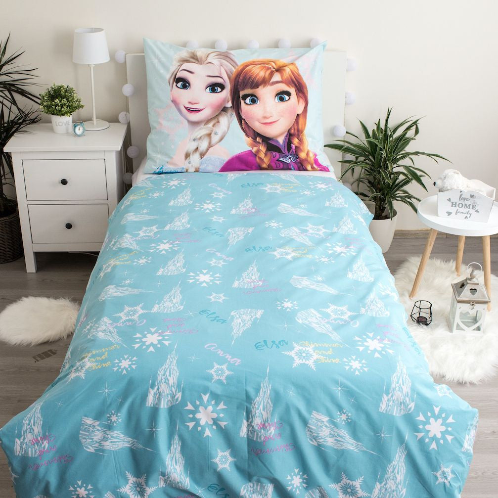 Disney Frozen gaiši zils gultasveļas komplekts 140–200 cm, 70–90 cm
