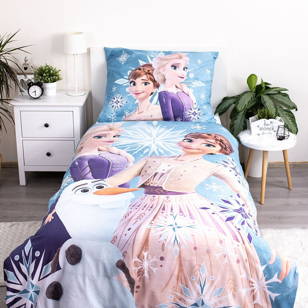 Disney Frozen balta sniegpārsliņu bērnu gultasveļa 100√ó135 cm, 40√ó60 cm