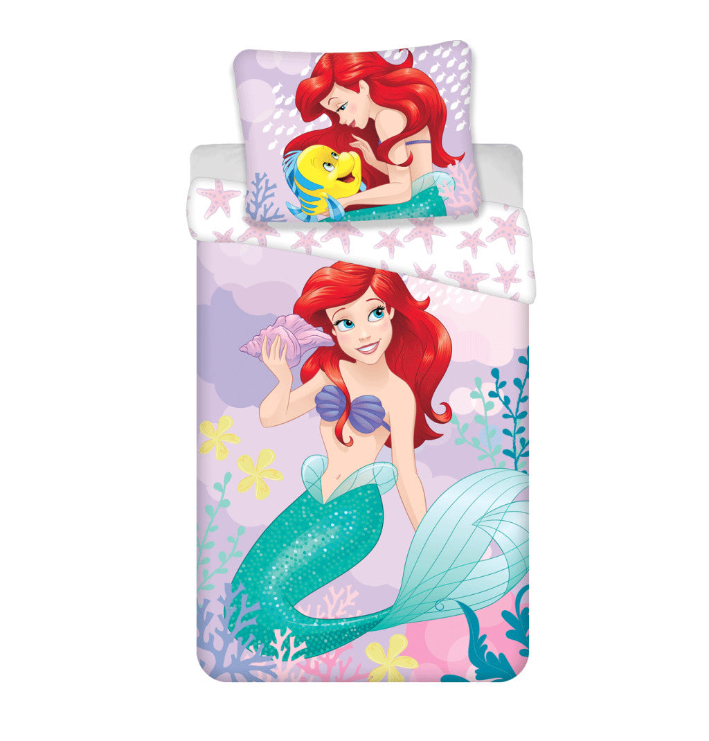 Disney Princess Ariel rozā gultasveļas komplekts 140√ó200cm, 70√ó90cm