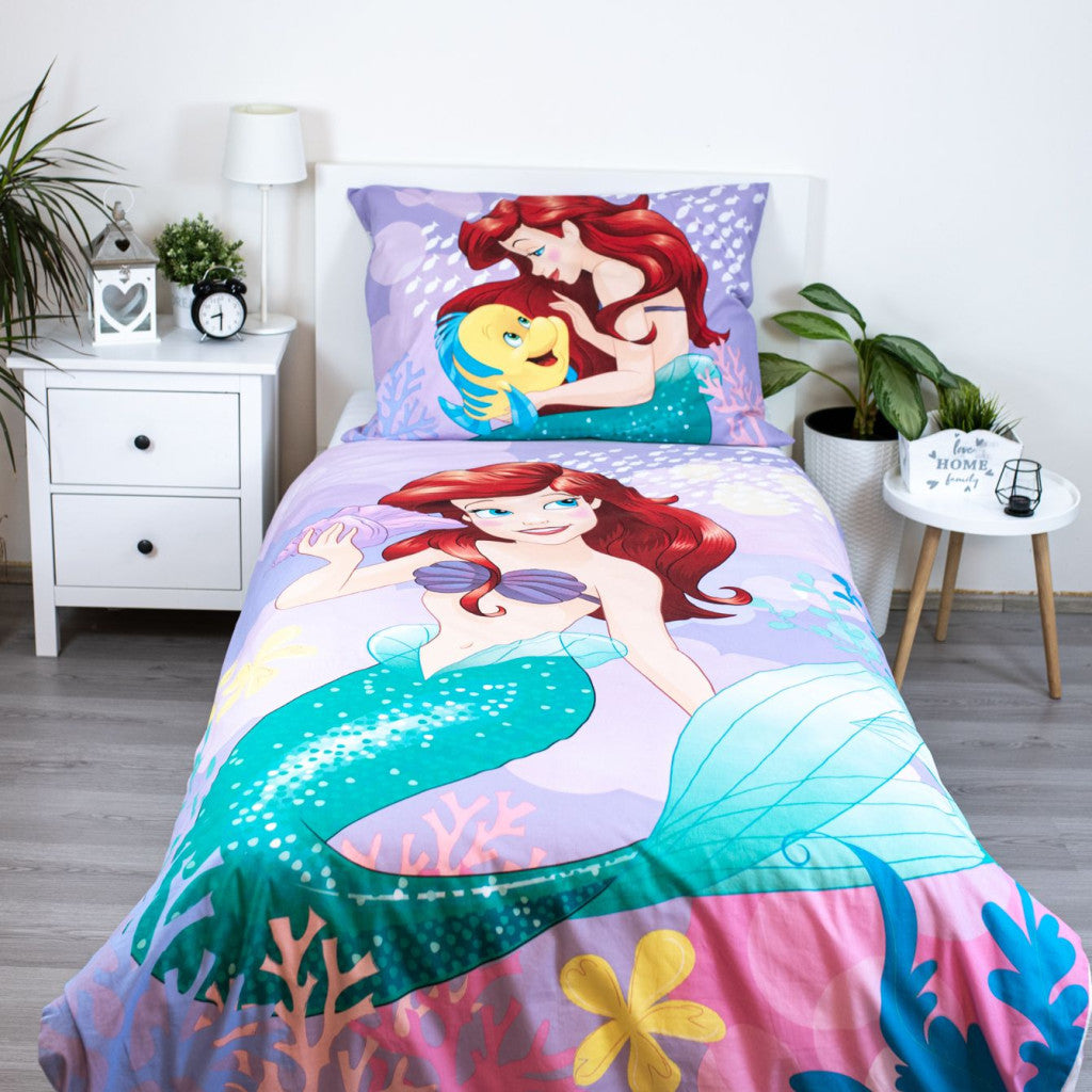Disney Princess Ariel rozā gultasveļas komplekts 140√ó200cm, 70√ó90cm