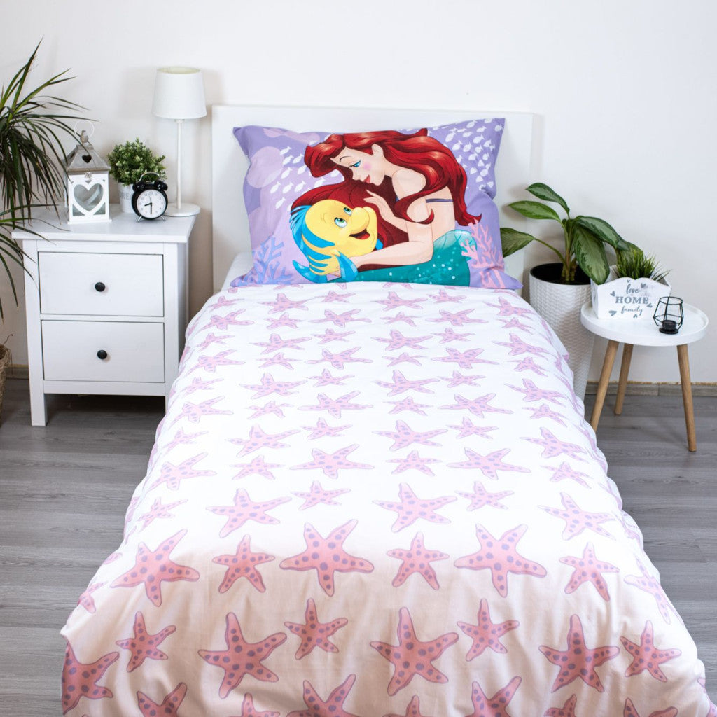 Disney Princess Ariel rozā gultasveļas komplekts 140√ó200cm, 70√ó90cm