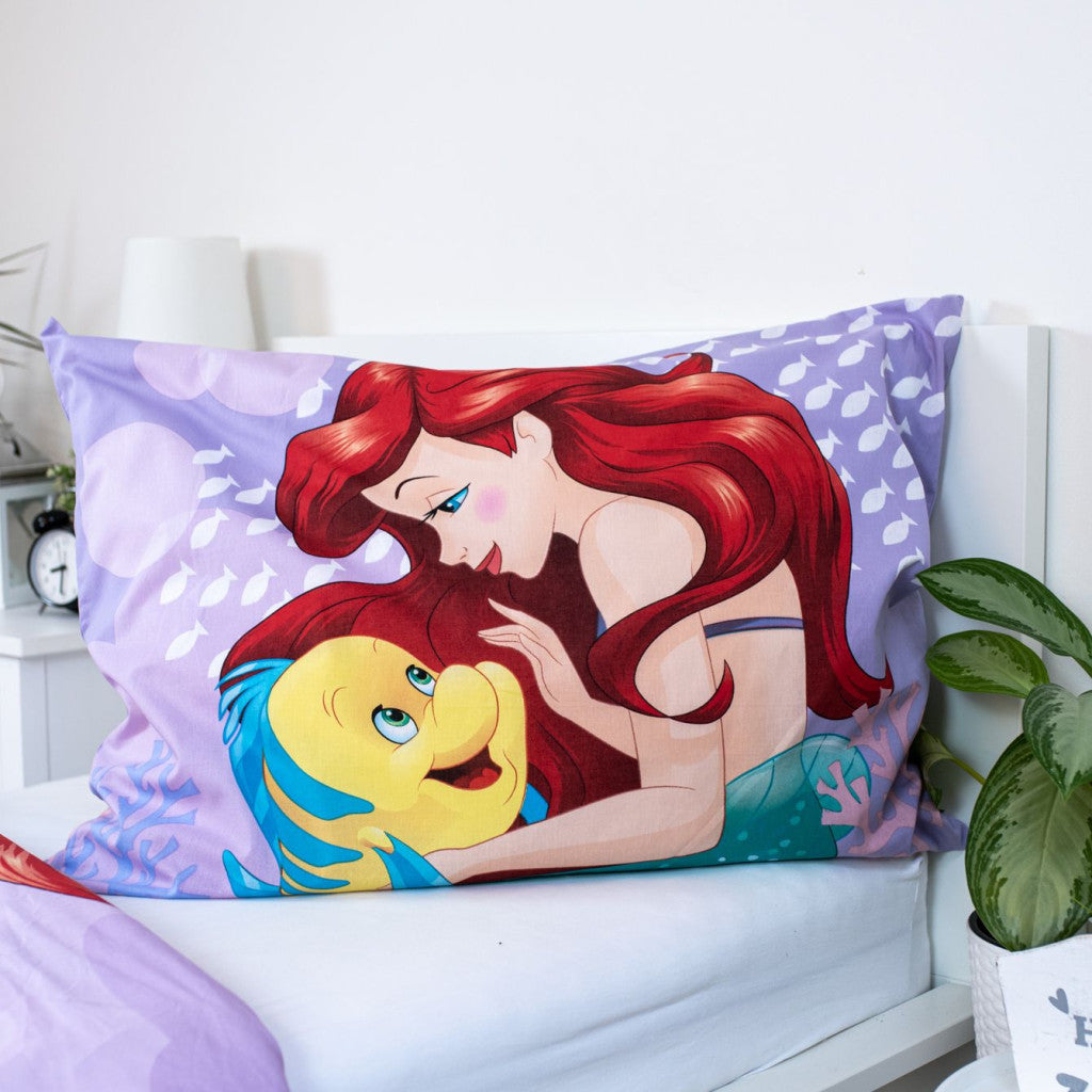 Disney Princess Ariel rozā gultasveļas komplekts 140√ó200cm, 70√ó90cm