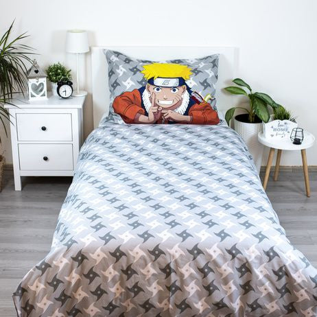 Naruto pelēks gultasveļas komplekts 140√ó200cm, 70√ó90 cm