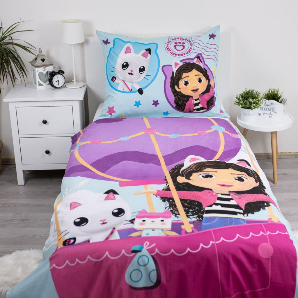 Gabby's Dollhouse balonu gultasveļas komplekts 140√ó200cm, 70√ó90cm