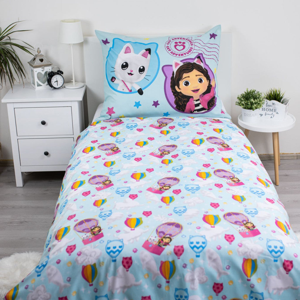 Gabby's Dollhouse balonu gultasveļas komplekts 140√ó200cm, 70√ó90cm