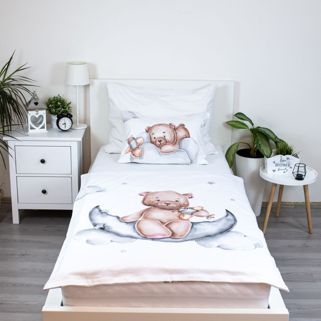 Lāča lidmašīna, bērnu gultasveļas komplekts 100√ó135cm, 40√ó60cm