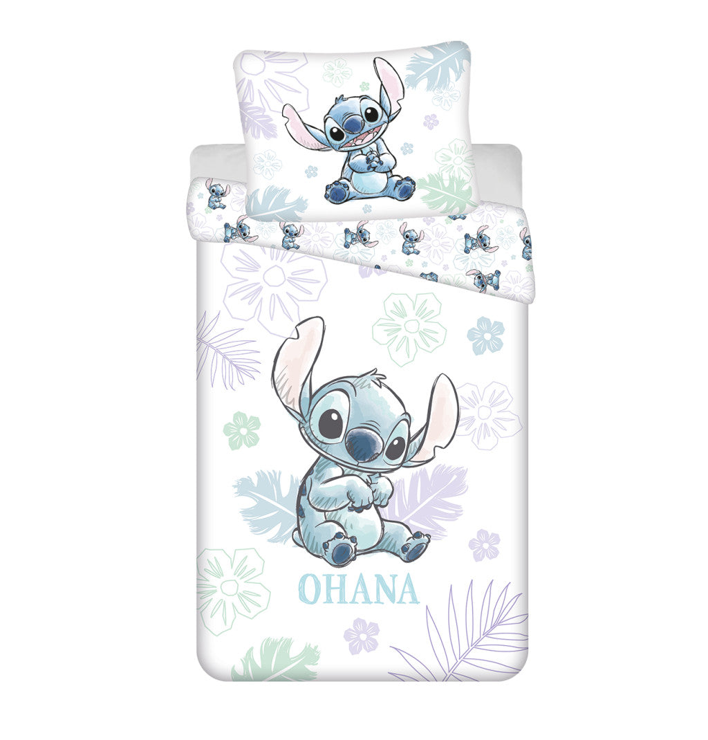 Disney Lilo un Stitch Ohana gultasveļas pārvalks, balts, 140–200 cm, 70–90 cm
