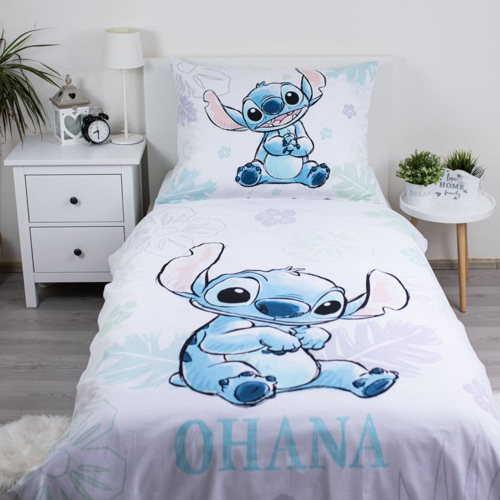 Disney Lilo un Stitch Ohana gultasveļas pārvalks, balts, 140–200 cm, 70–90 cm