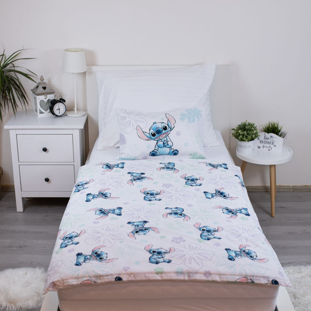 Disney Lilo un Stitch Ohana balts bērnu gultasveļas komplekts 100√ó135 cm, 40√ó60 cm
