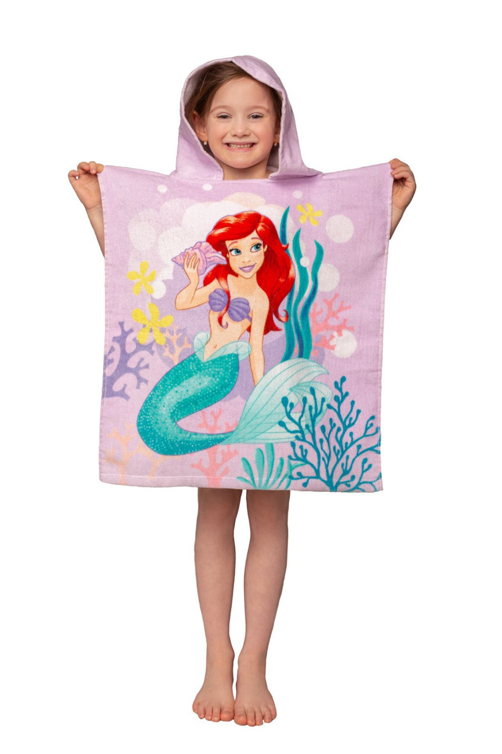 Disney princeses Ariel rozā dvieļu pončo 50x115 cm