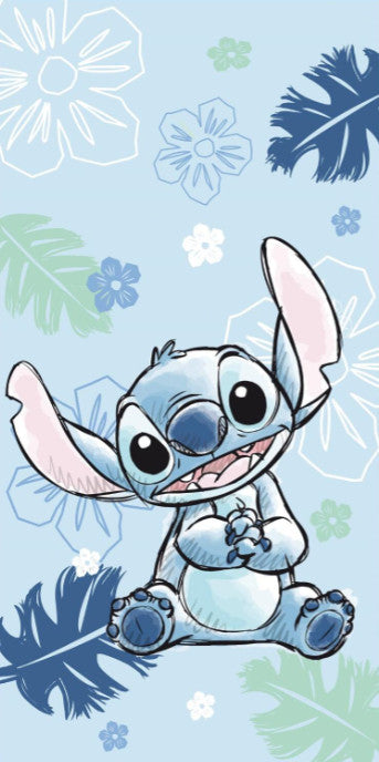 Disney Lilo un Stitch Ohana zils vannas dvielis, pludmales dvielis 70x140cm