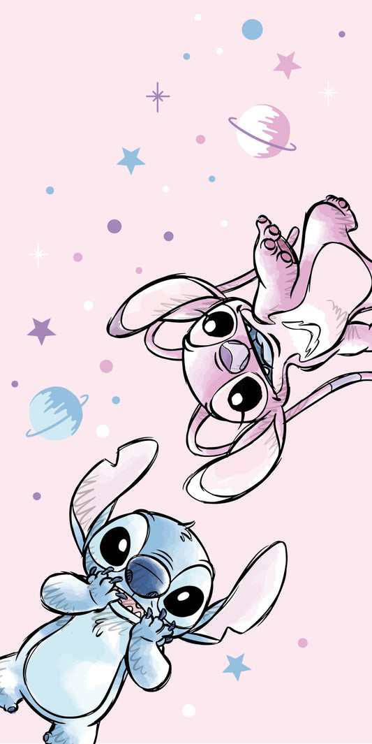 Disney Lilo un Stitch Universe vannas dvielis, pludmales dvielis 70x140cm (ātri žūstošs)