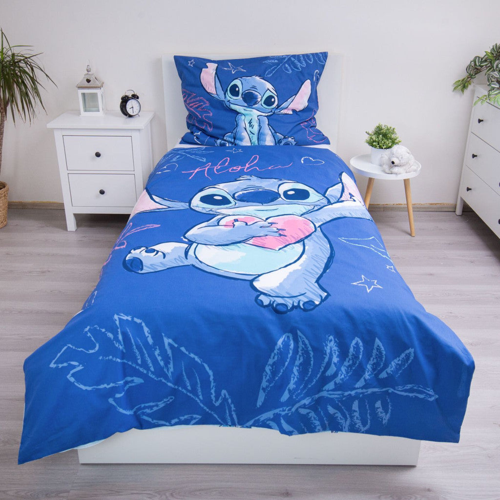 Disney Lilo un Stitch Aloha zils gultasveļas pārvalks 140–200 cm, 70–90 cm