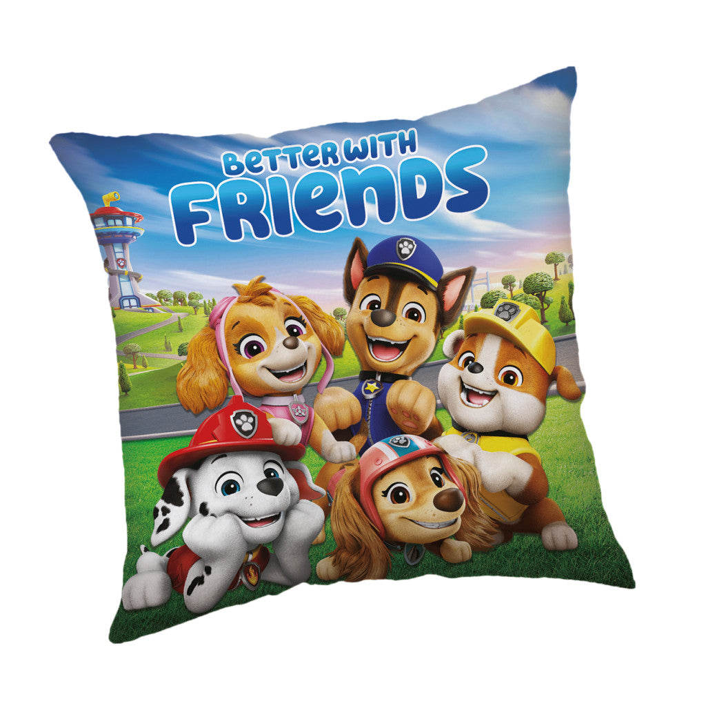 Ķepu patruļa dekoratīvais spilvens "Better With Friends" 40x40 cm