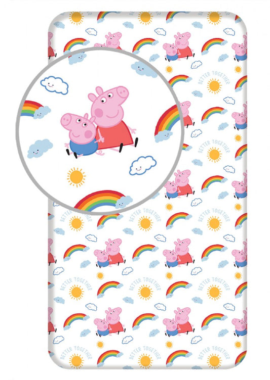 Peppa Pig Rainbow palags ar gumiju 90x200 cm