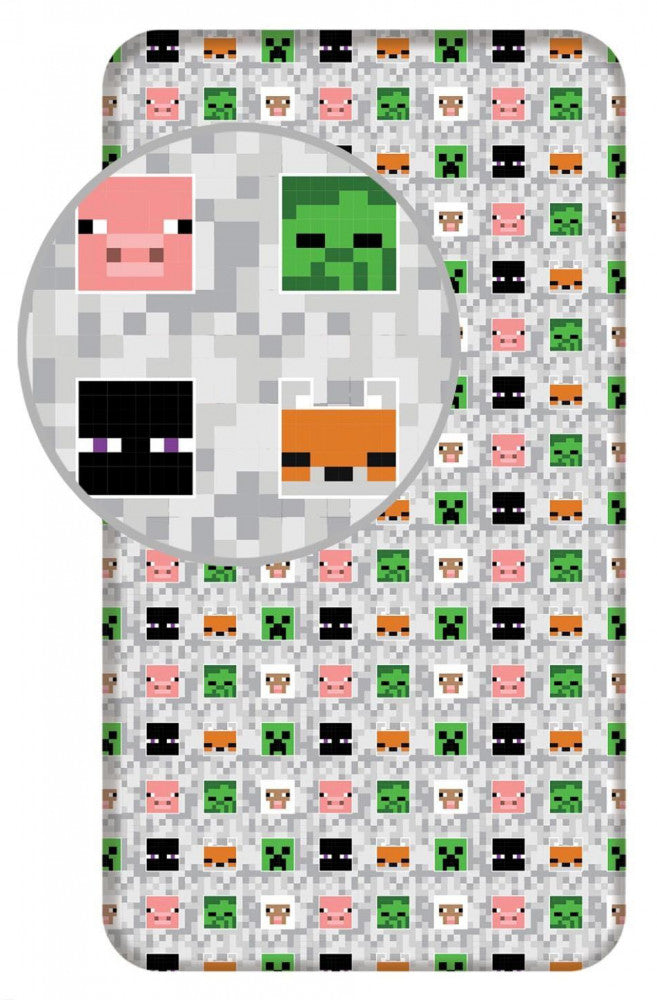 Minecraft piedzīvojumu palags ar gumiju 90x200 cm