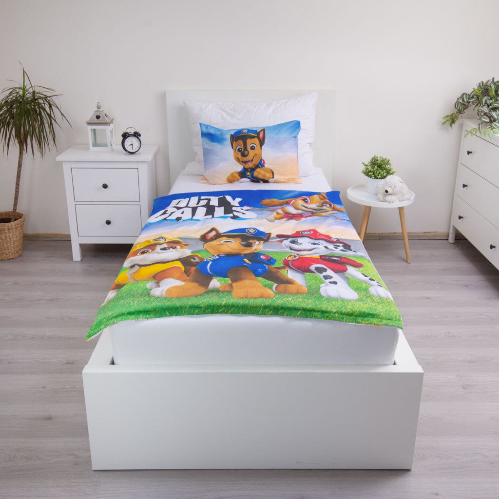 Ķepu patruļa "Drošības sauc" bērnu gultasveļas pārvalks 100–135 cm, 40–60 cm