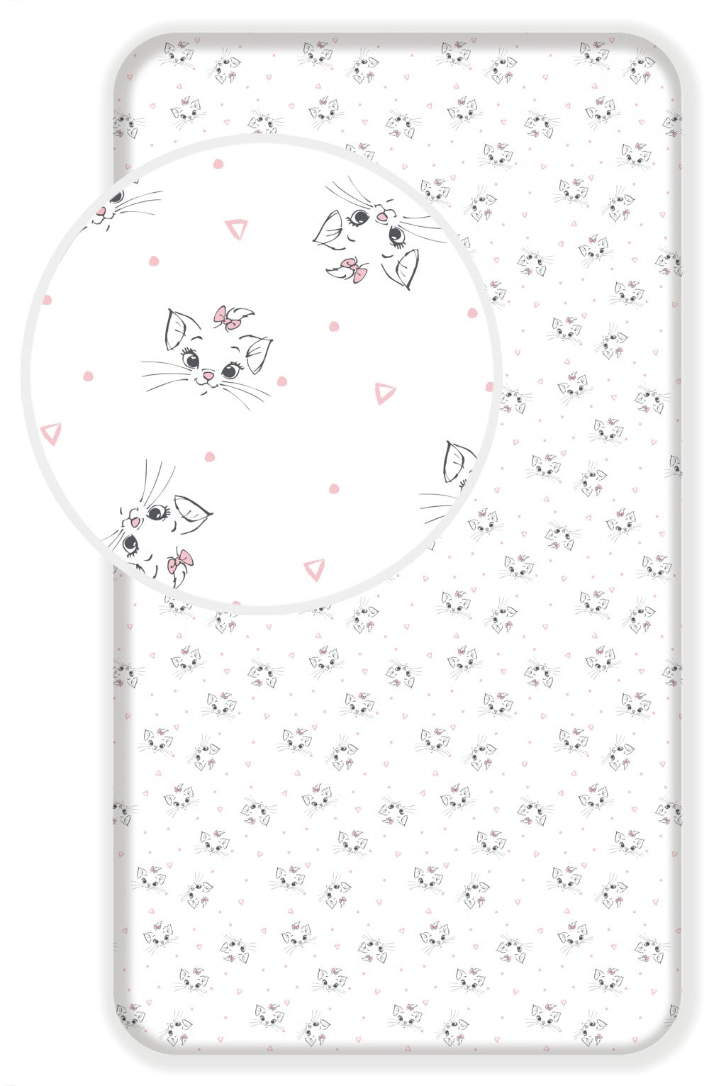 Disney Marijas kaķa Dots palags ar gumiju 90x200 cm