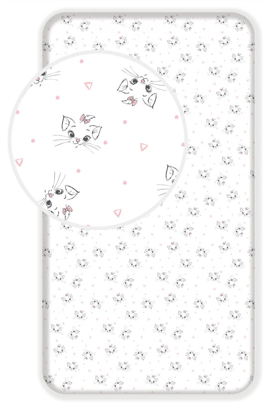 Disney Marijas kaķa Dots palags ar gumiju 90x200 cm