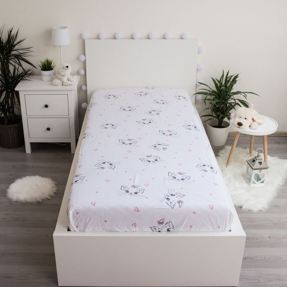 Disney Marijas kaķa Dots palags ar gumiju 90x200 cm