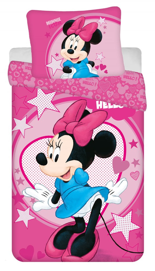 Disney Minnie Hello gultas veļa 140x200cm, 70x90 cm mikrošķiedra