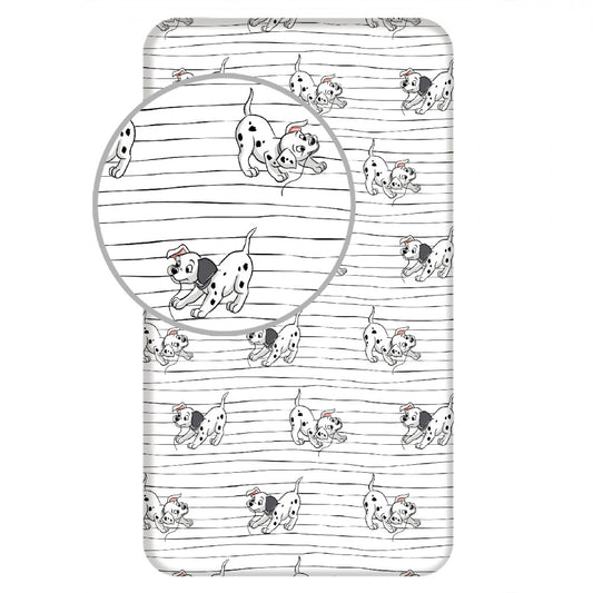 Disney 101 dalmāciešu Lucky Stripe palags ar gumiju, 90x200 cm