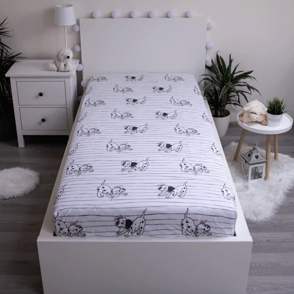Disney 101 dalmāciešu Lucky Stripe palags ar gumiju, 90x200 cm