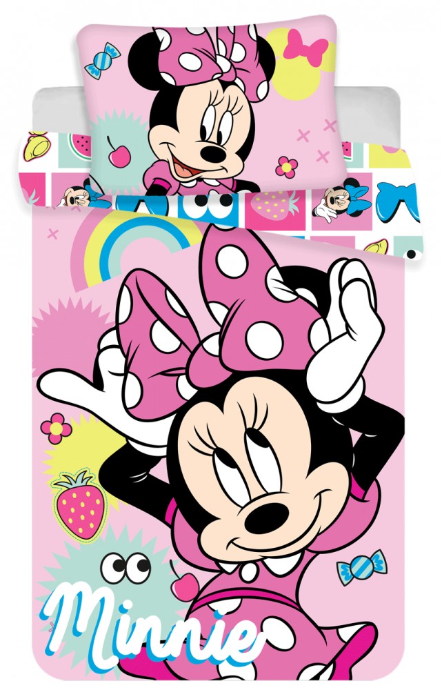Disney Minnie Pink Square bērnu gultasveļas komplekts 100√ó135cm, 40√ó60cm