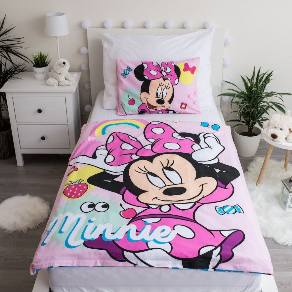 Disney Minnie Pink Square bērnu gultasveļas komplekts 100√ó135cm, 40√ó60cm