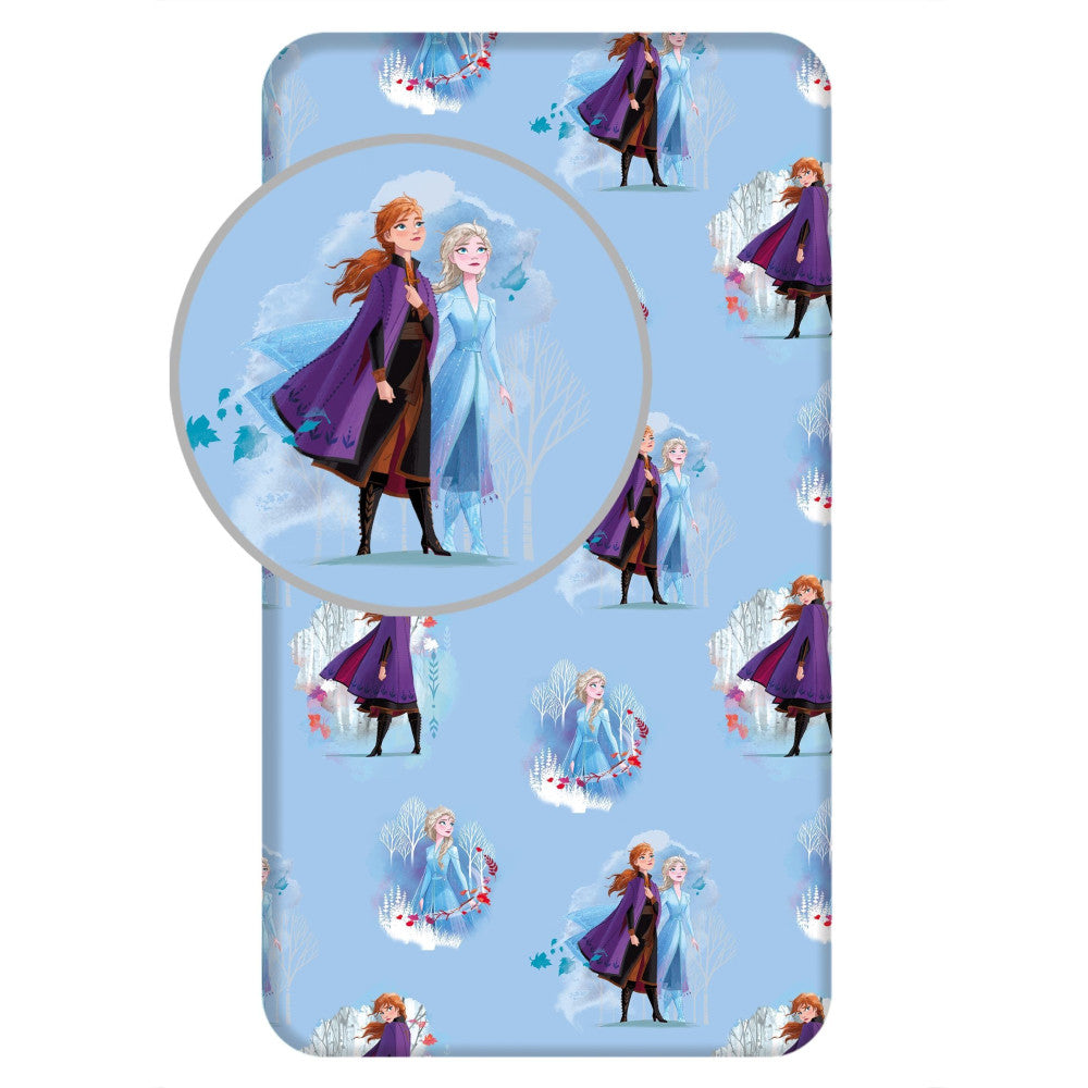 Disney Frozen zilo lapu palags ar gumiju 90*200 cm