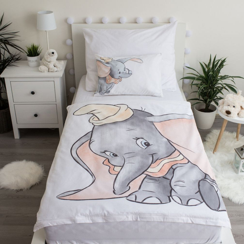 Disney Dumbo pelēks bērnu gultasveļas komplekts 100–135 cm, 40–60 cm