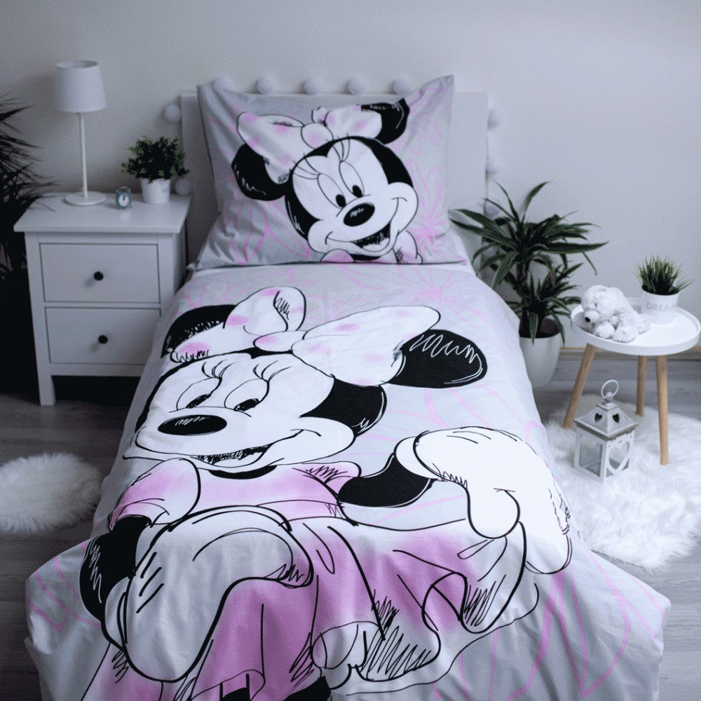 Disney Minnie Skaists gultasveļas komplekts 140√ó200cm, 70√ó90cm