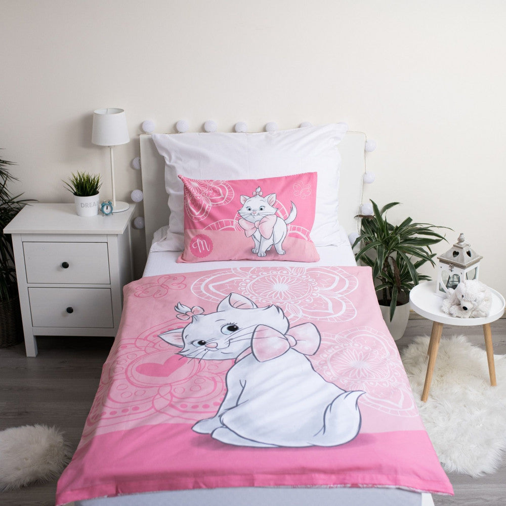 Disney Marie Pink Flower bērnu segas pārvalks 100–135 cm, 40–60 cm