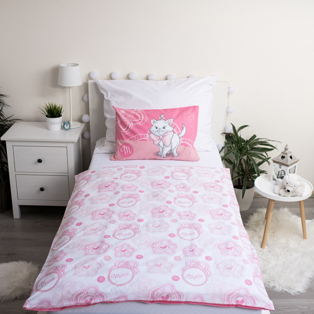 Disney Marie Pink Flower bērnu segas pārvalks 100–135 cm, 40–60 cm
