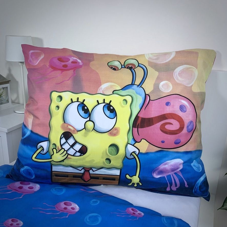 SpongeBob ballītes gultasveļas pārvalks 140–200 cm, 70–90 cm mikrošķiedra