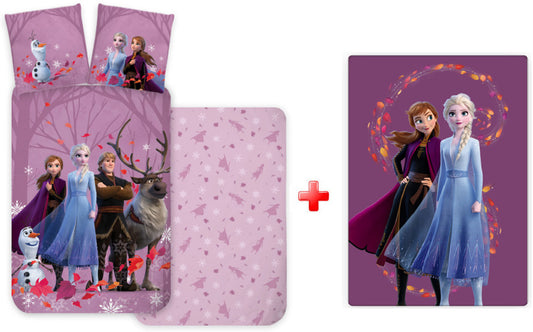 Disney Frozen violets bērnu gultasveļas komplekts un polārā sega