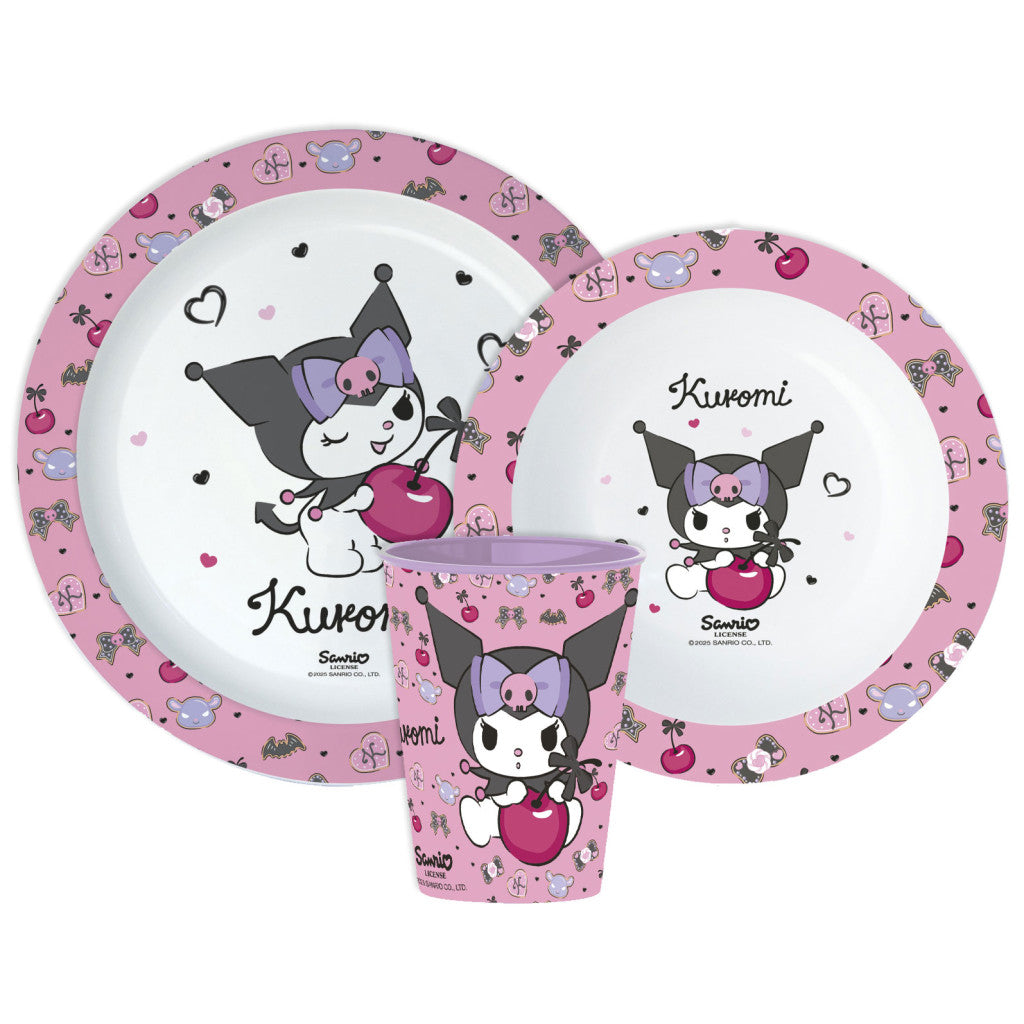 Hello Kitty Kuromi pusdienu servīze, mikroplastmasas, ar krūzīti 260 ml