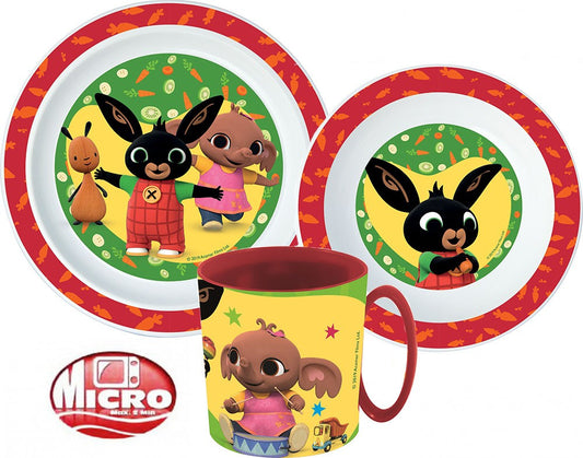 Bing Happy Bunny trauku komplekts, mikroplastmasa ar krūzīti 390 ml
