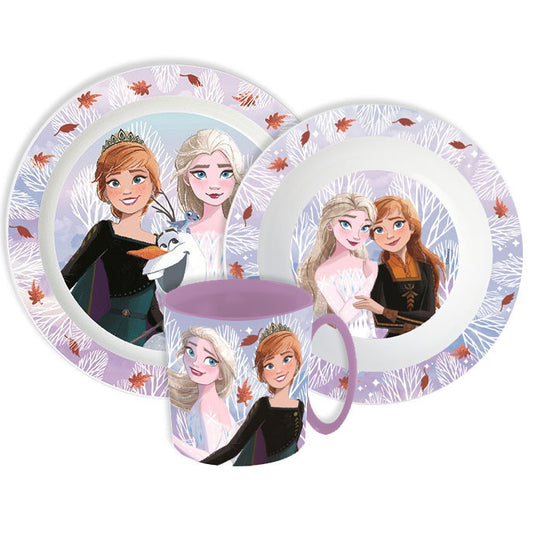 Disney Frozen Autumn Leaves vakariņu komplekts, mikroplastmasas komplekts ar krūzi 390 ml
