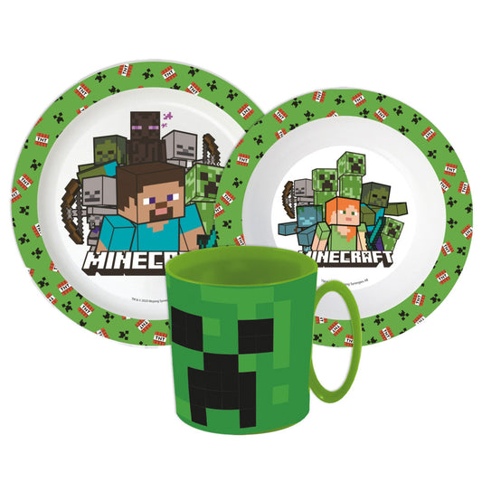 Minecraft Pixelcraft vakariņu komplekts, mikroplastmasas komplekts ar 390 ml krūzi