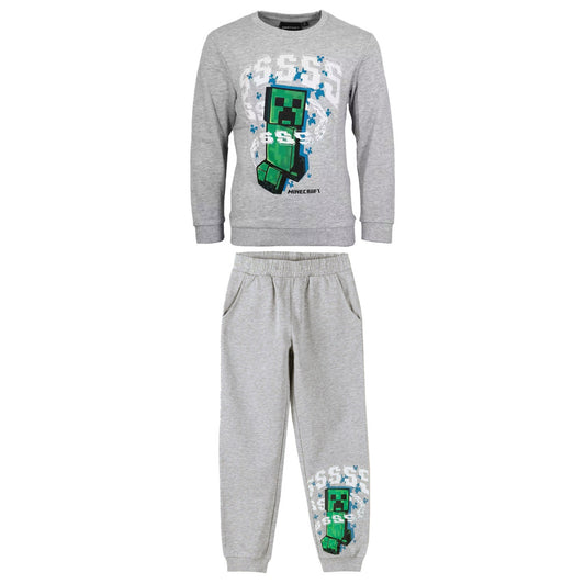 Minecraft pelēks bērnu treniņtērps, skriešanas komplekts 6-12 gadi / 116-152 cm