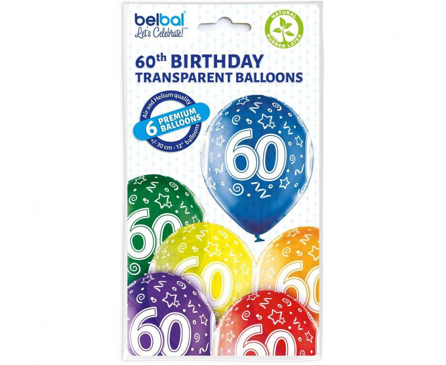 Krāsaini "Daudz laimes dzimšanas dienā" baloni, 6 gab. iepakojumā, 12 collas (30 cm)