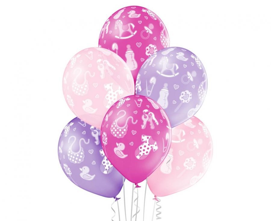 Rozā balonu komplekts mazulim, mazulei, meitenei, 6 gab., 12 collas (30 cm)