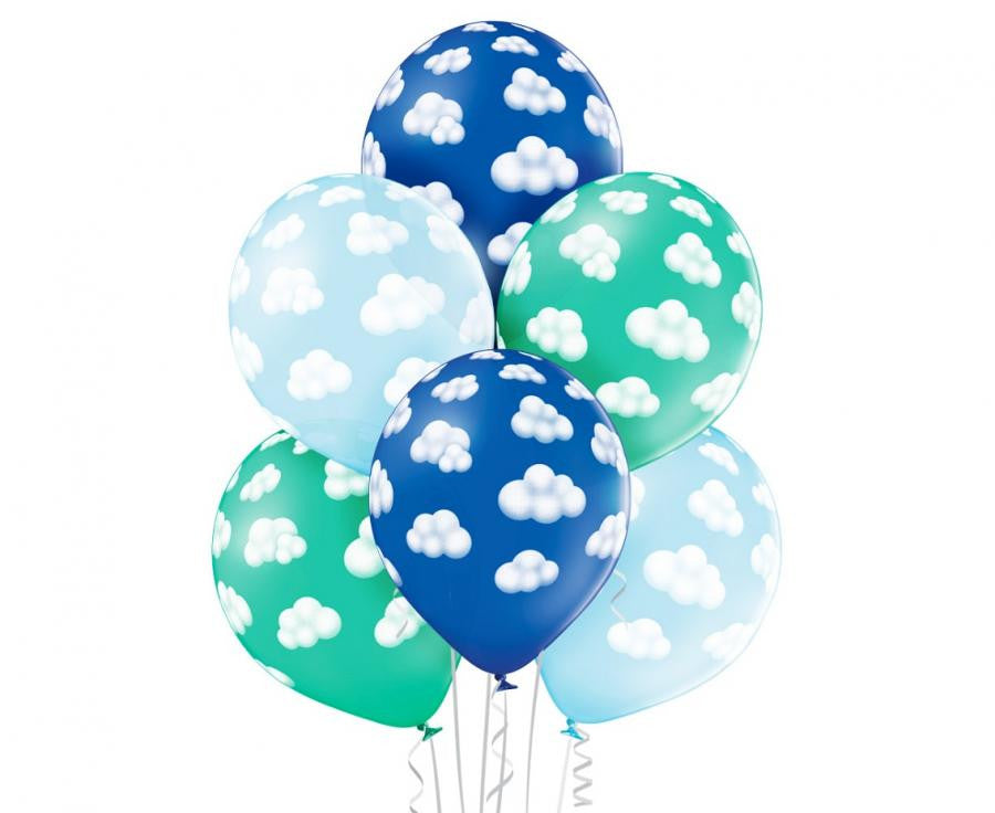 Pūkainie mākoņi zēnam, balonu komplekts, 6 gab., 30 cm