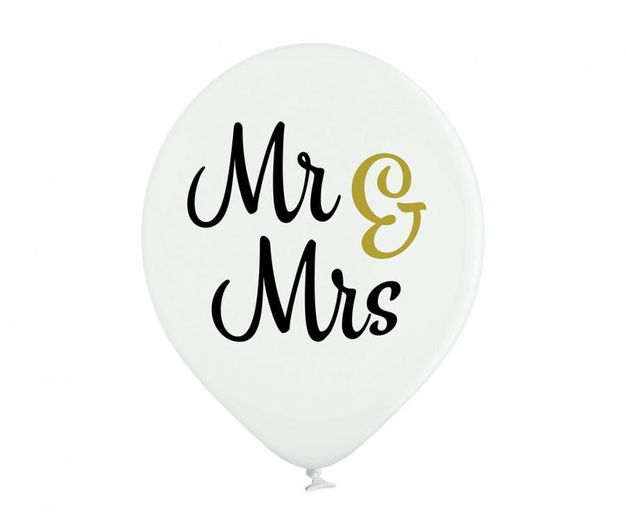 Kāzu balonu komplekts "Mr & Mrs" (6 gab.) 12 collas (30 cm)