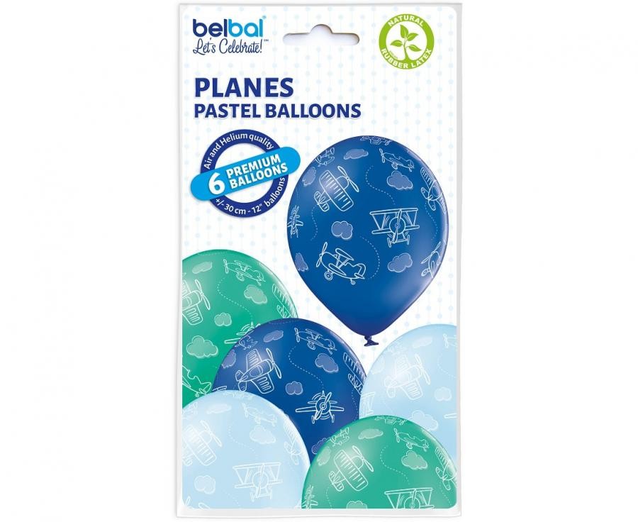 Plane Fly K balons, 6 gabali, 12 collas (30 cm)